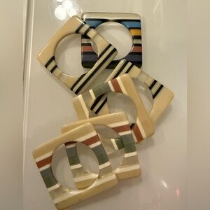 Vintage Lucite Striped Square Napkin Rings